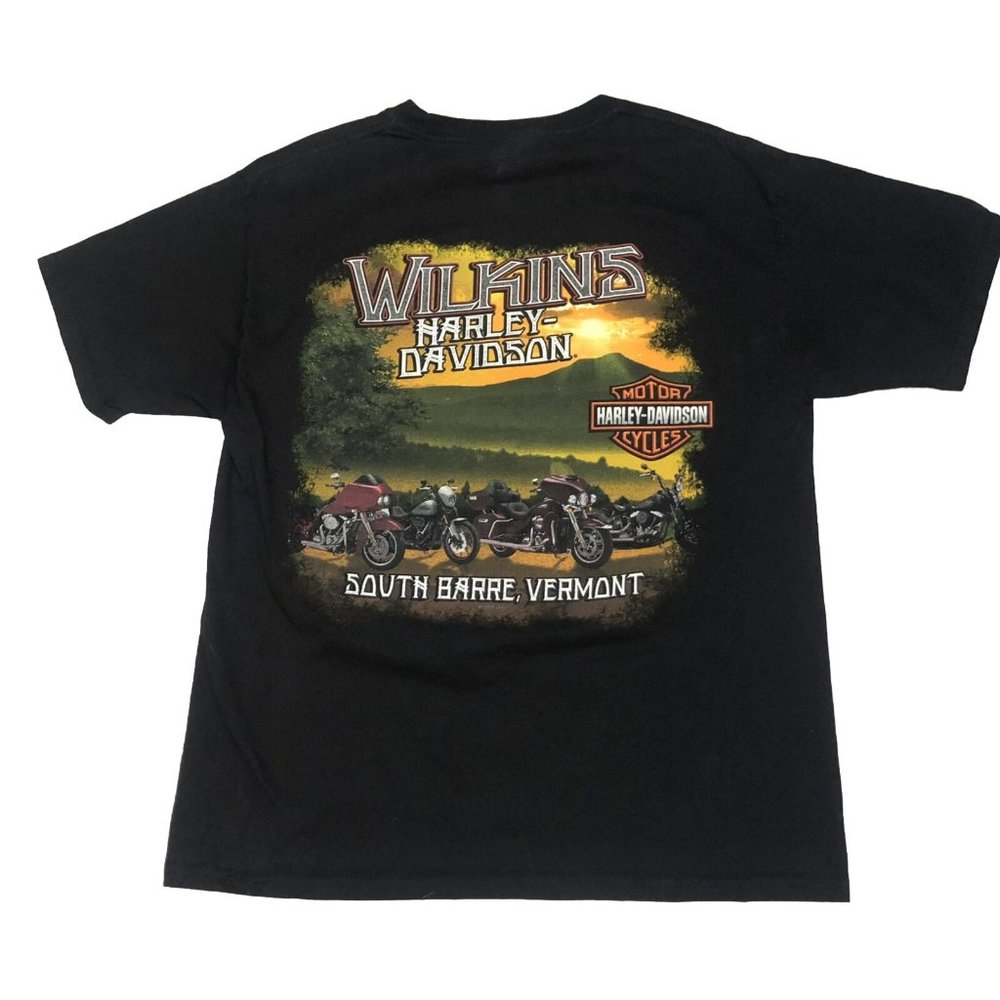 Harley Davidson T Shirt Black Wilkins South Barre Vermont - Adult Size Medium